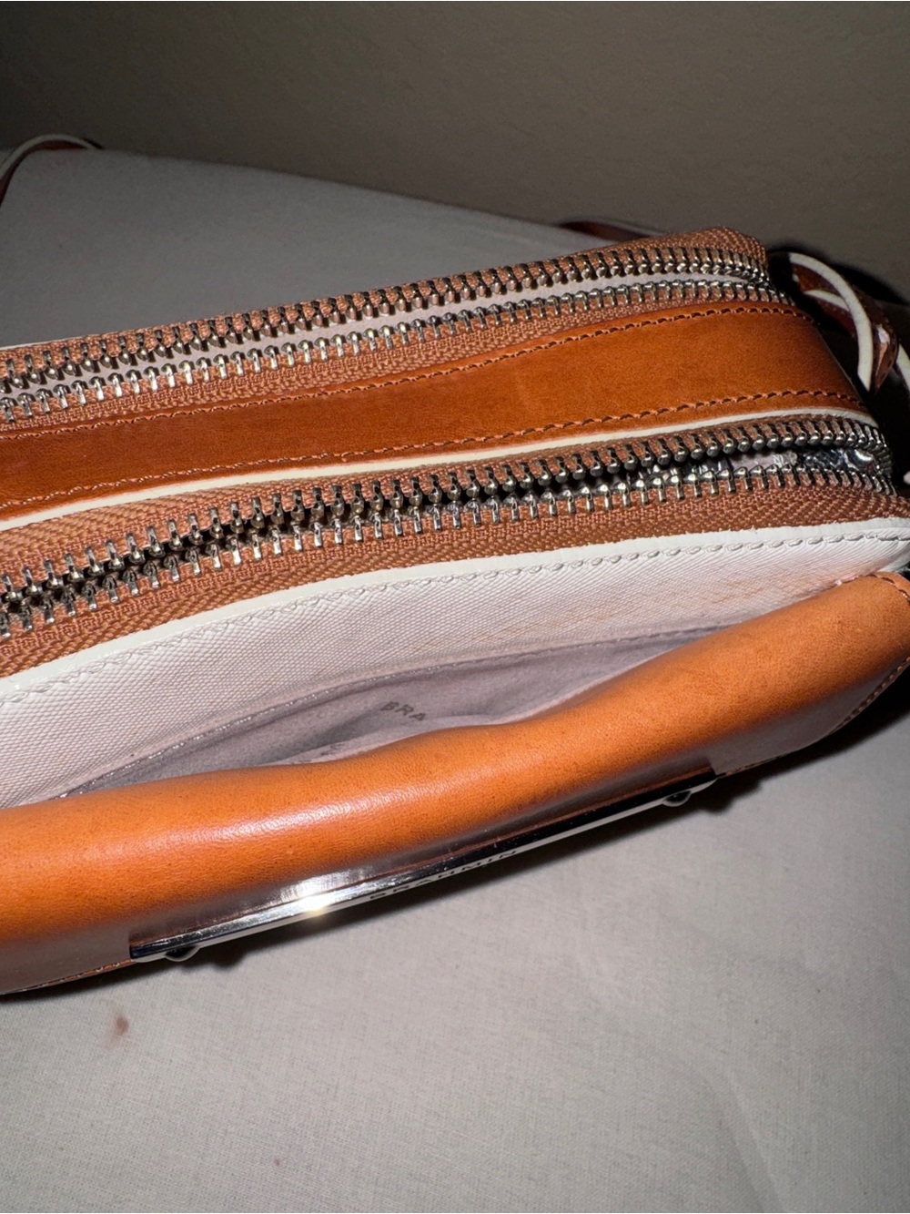 Brahmin Silver Metallic Brown Leather Lizard Embossed Crossbody Organizer Bag - Picture 10 of 15